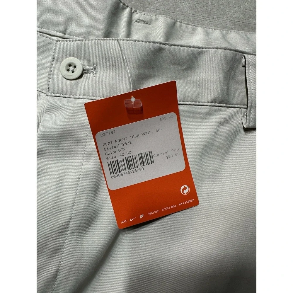 NWTS Nike Dri-Fit Victory Golf Tech Pants Size 40x32 White Standard Flat Front